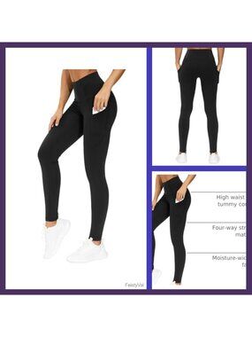 High Waist Yoga Pants Tummy Control Workout Leggings with Pockets